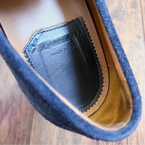 Aquatalia • Neil Loafer slip on weatherproof navy blue suede leather penny main image 9
